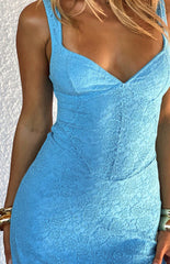 Adhara Blue Lace Formal Maxi Dress