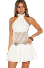 Anya Ivory PU Thin Belt With Silver Hardwear