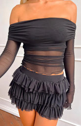 Belle Black Ruffle Shorts