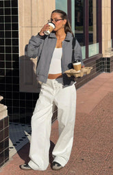 Benson Grey Puff Bomber Jacket