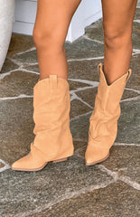 Blythe Tan Suedette Foldover Boots