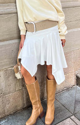 Brighton White Asymmetrical Midi Skirt