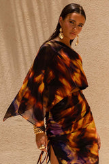 Elysia | Smoke Print Asymmetric Crop Top