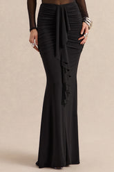 Iskra | Black Extreme Ruffled Maxi Skirt