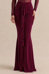 Iskra | Burgundy Extreme Ruffled Maxi Skirt