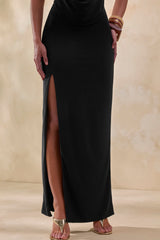 Arina | Black Maxi Skirt With Split