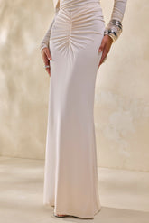 Micaela | Cream Ruched Maxi Skirt