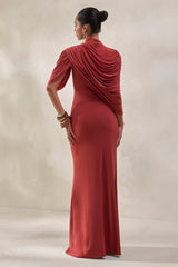 Mireya | Rust Wrapped Maxi Skirt With Split