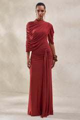 Mireya | Rust Wrapped Maxi Skirt With Split