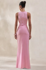 Serale | Pink Lace Round-Neck Bodysuit