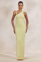 Delisse | Lemon Asymmetric-Neck Maxi Dress