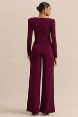 Elasse | Burgundy Square-Neck Jumpsuit