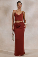 Anina | Rust Satin Maxi Skirt