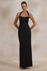 Heloira | Black Sweetheart-Neck Maxi Dress