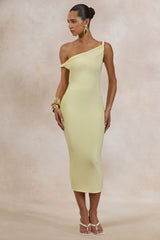 Sarafina | Lemon Twisted Asymmetric-Neck Midi Dress