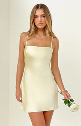 Chelsea Yellow Satin Mini Dress