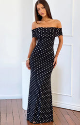 Cole Black Polka Mesh Maxi Dress
