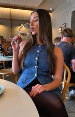 Dawson Mid Wash Denim Button Down Vest Top