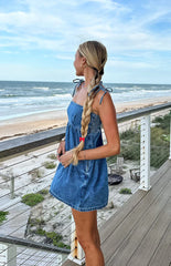 Ethel Blue Denim Tie Strap Mini Dress - PRE ORDER