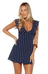 Freisha Navy Polka Dot Mini Dress