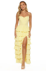 Georgie Yellow Ruffle Maxi Dress