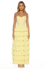 Georgie Yellow Ruffle Maxi Dress