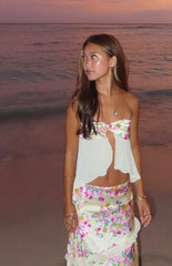 Jacqulin Yellow Bloom Strapless Top