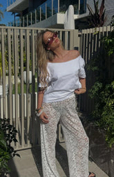 Jev White Lace Pants