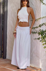 Jordy White Side Tie Maxi Skirt