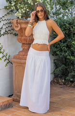 Jordy White Side Tie Maxi Skirt
