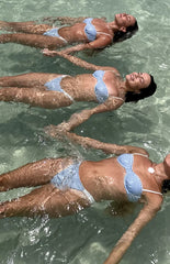 Kaia Blue Gingham Lace Trim Bikini Bottoms