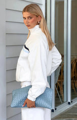 Kalana Cream Contrast Stripe Funnel Neck Jacket