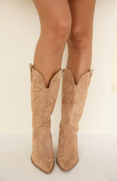 Kelly Camel Suedette Cowboy Boots