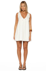 Kennie White Lace Trim Cotton Mini Dress