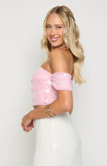 Klara Pink Sequin Crop Top
