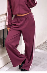 Kosie Burgundy and Pink Stripe Track Pants