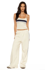 Leya White Contrast Stripe Pants