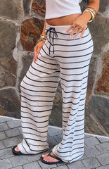 Maple White Navy Stripe Knit Pants