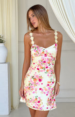 Marbelle Tall Fit Yellow Bloom Satin Mini Dress - PRE ORDER