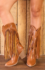 Meadow Tan Fringe Cowboy Boots