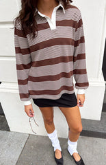 Mirabelle Brown Stripe Polo