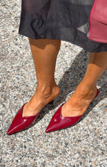 Morley Cherry Red Patent Mule Heels