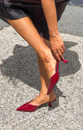 Morley Cherry Red Patent Mule Heels