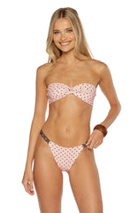 Noosa Pink Polka Dot Strapless Twist Bikini Top