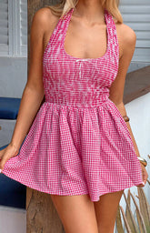 Robin Red Gingham Halter Playsuit