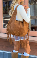 Rosalie Tan Suedette Fringe Shoulder Bag