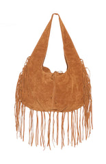 Rosalie Tan Suedette Fringe Shoulder Bag