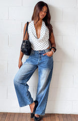 Rozie White Polka Dot Mesh Top