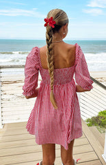 Rubi Red Gingham Babydoll Mini Dress