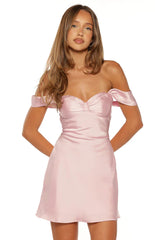 Sabitha Light Pink Off the Shoulder Mini Dress
